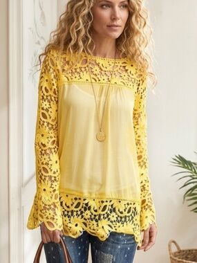 Top Boho Knitted Lace Bohemian style Blouse